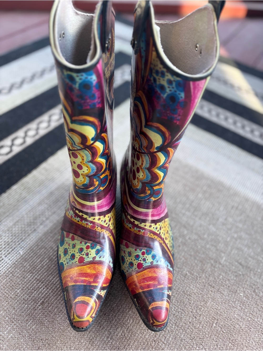 Corkys Nomad Yippy Western Style Rain Boots Water Resistant Rubber Size 9 - Picture 4 of 9